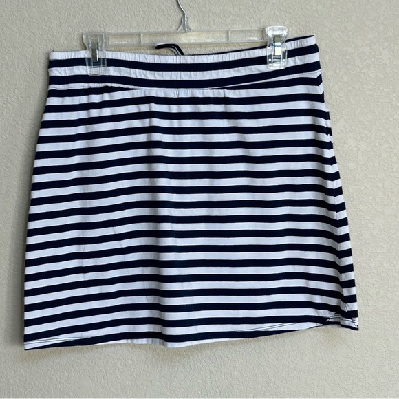 Toad & Co Skirt Navy & White Striped A-Line with Drawstring Waist Women’s Medium - Picture 2 of 6